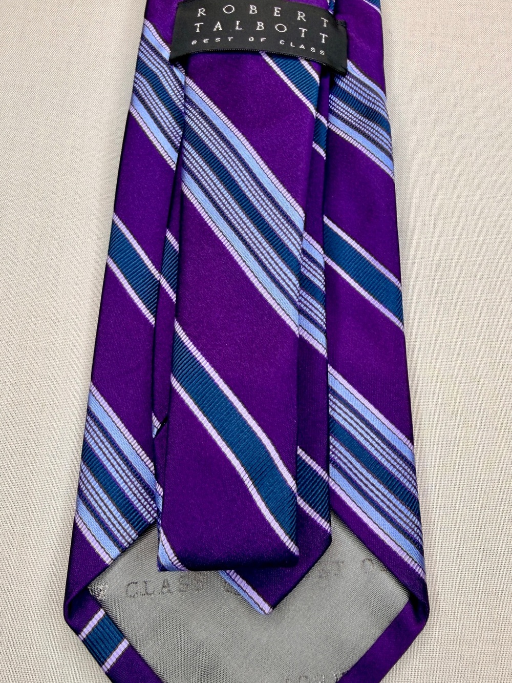 Robert Talbott Best of Class Men’s Necktie Purple Blue Striped Designer Tie - Picture 4 of 7